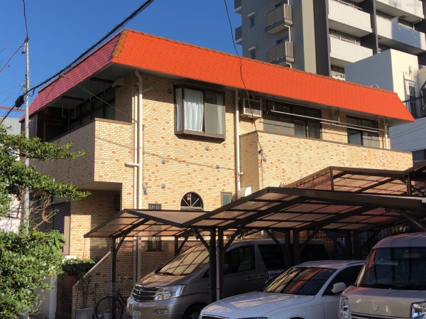 台東区千束　K様邸　外壁撥水　タイル貼替　斜屋根塗装　屋上防水工事